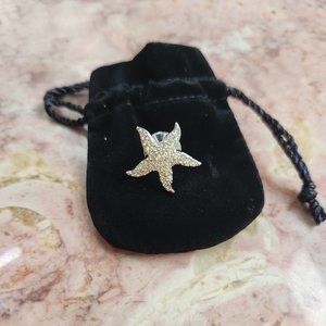 Swarovski Rhodium Plated Jonquil Starfish Lapel Pin - Pale Yellow Crystals